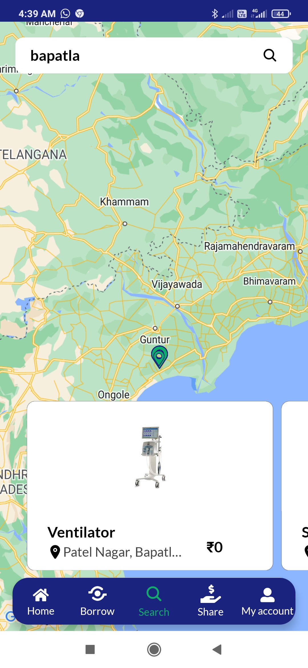 medicalshare app search items using map